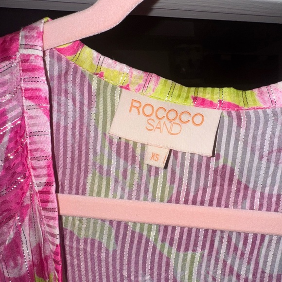 ROCCO SAND ziba coverup kimono neon pink and Green Long floral size XS - Picture 4 of 14